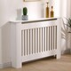 image 4 of Oypla Medium White Wooden Slatted Grill Radiator Cover MDF Cabinet