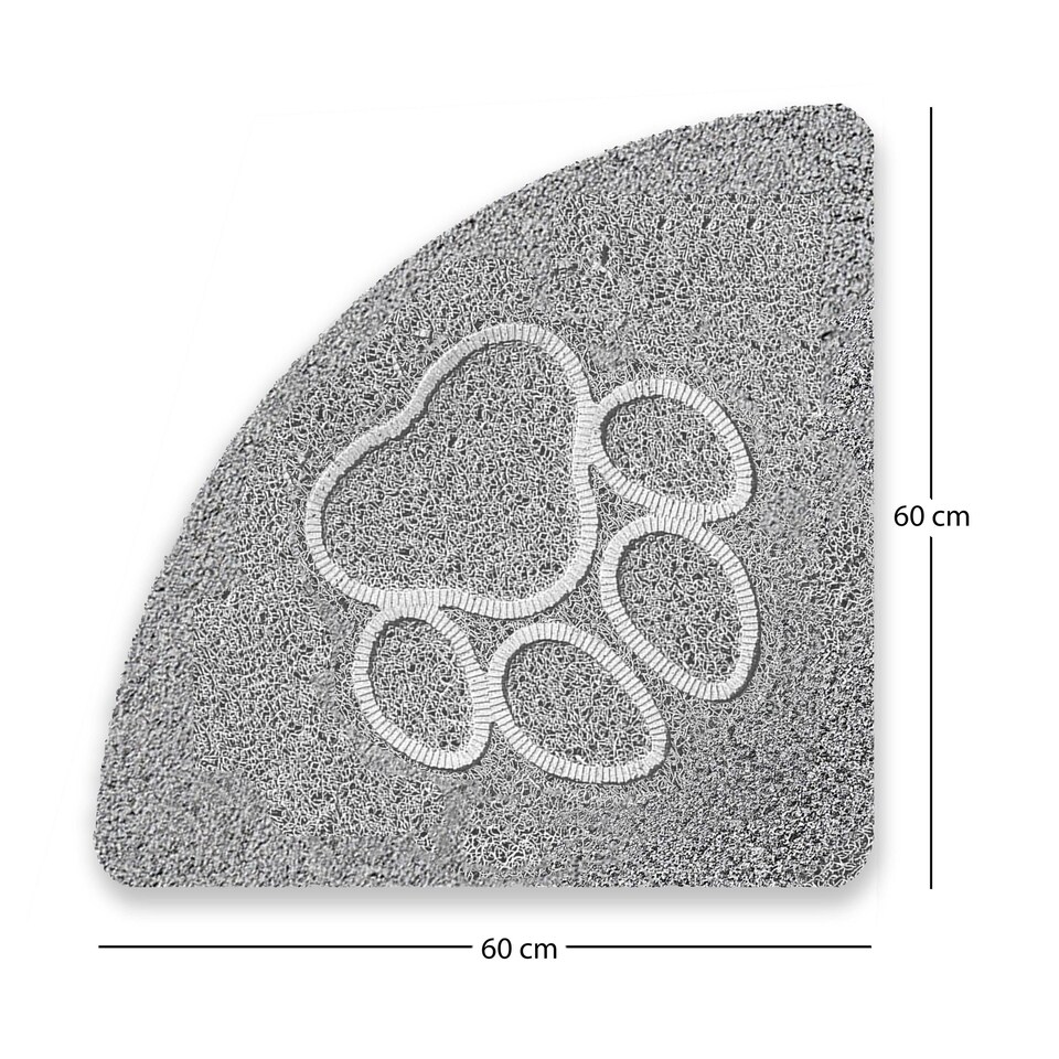 image 1 of Embossed Spaghetti Loofah Anti Slip Shower Mat - Paw Grey | Quadrant 60x60cm