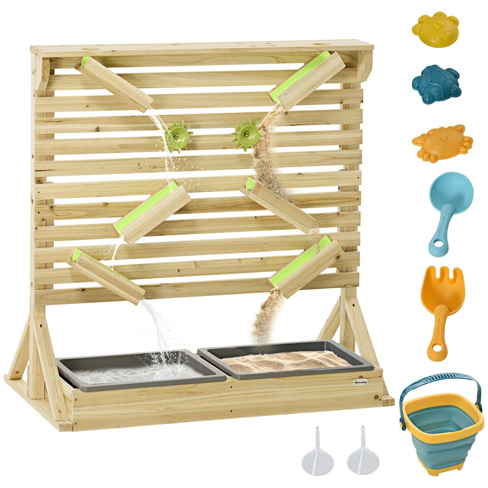 image 1 of Outsunny Kids Running Water Playset w/ Sink Toys, Water Carts, Tracks