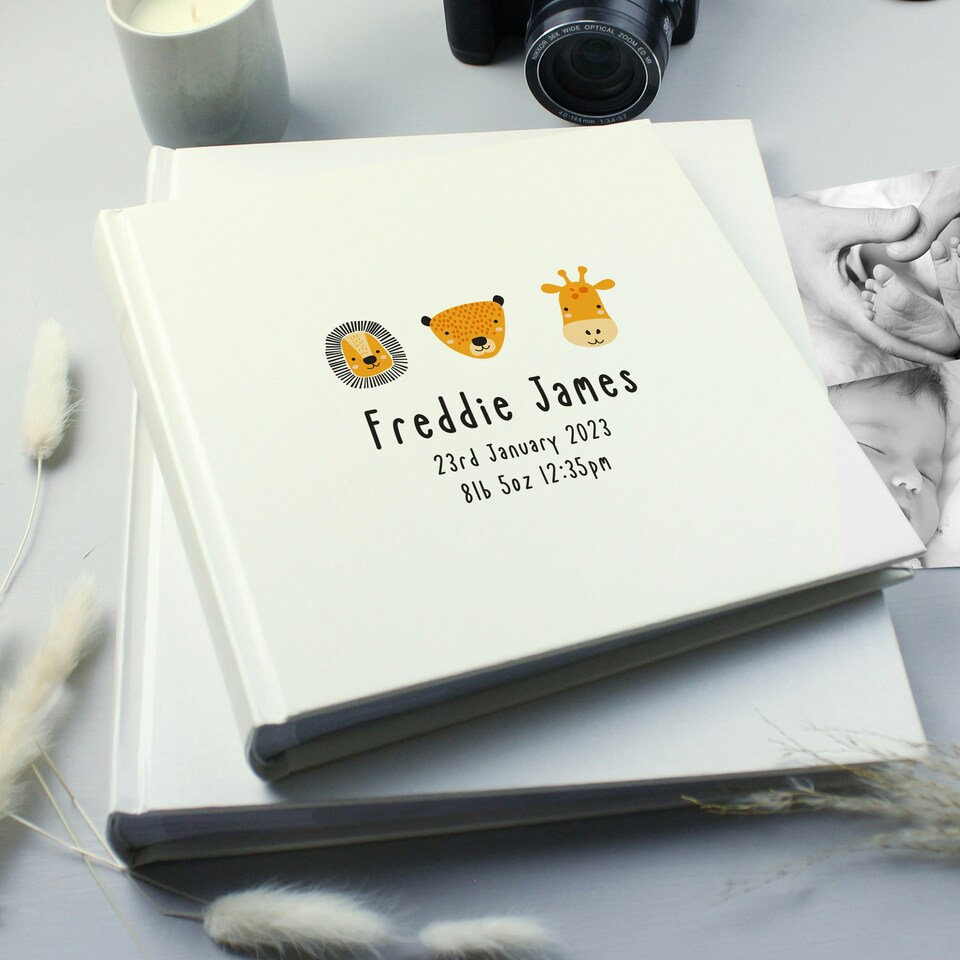 image 1 of Personalised Scandi Safari Animals Square Photo Album