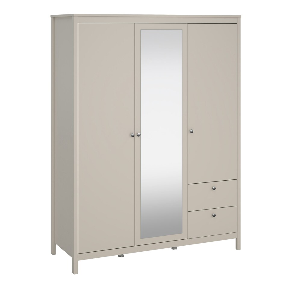 image 1 of Madrid Wardrobe with 2 Doors + 1 Mirror Door + 2 Drawers in Cashmere Cream