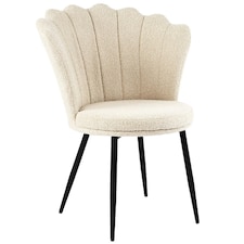 FREYA Petal Chair Boucle Upholstered Fabric - Cream Cream | Boucle