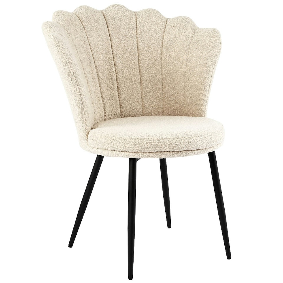 image 1 of FREYA Petal Chair Boucle Upholstered Fabric - Cream Cream | Boucle