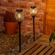 image 1 of ValueLights 2 Pack Solar Powered Outdoor Black Metal Cage Spike Lights Garden Stake Lamp