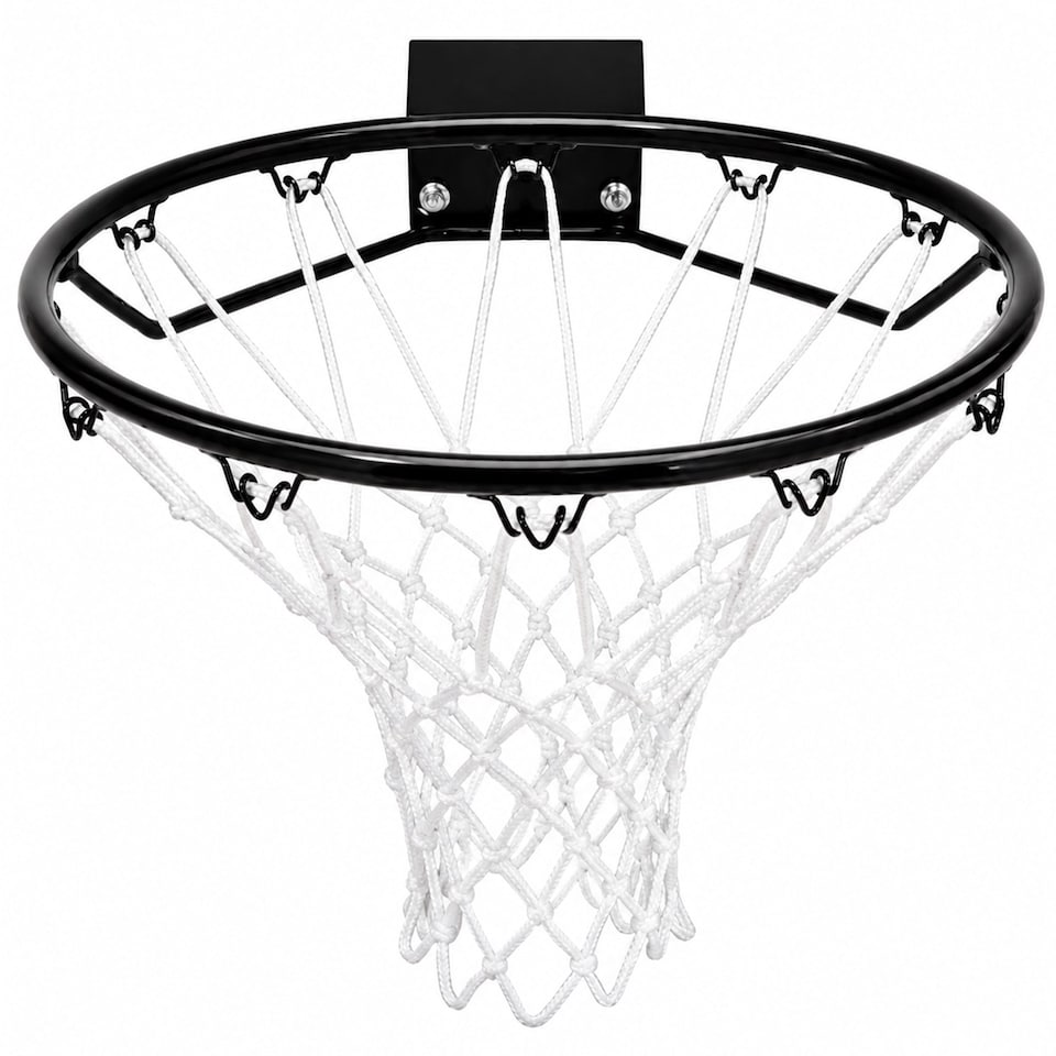 image 1 of Heavy Duty Wall Mounted Full Size Black Basketball Hoop Rim and Net