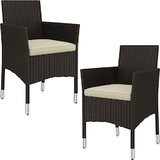 Yaheetech Set of 2 Patio PE Rattan Chairs-Brown&Beige | Multi | Brown&Beige