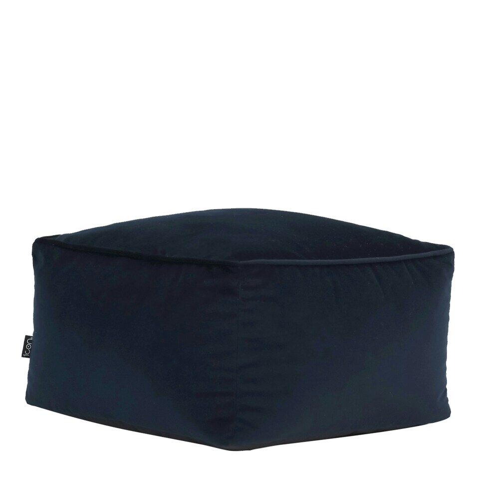 image 1 of icon Amara Velvet Footstool Velvet Midnight Blue Blue