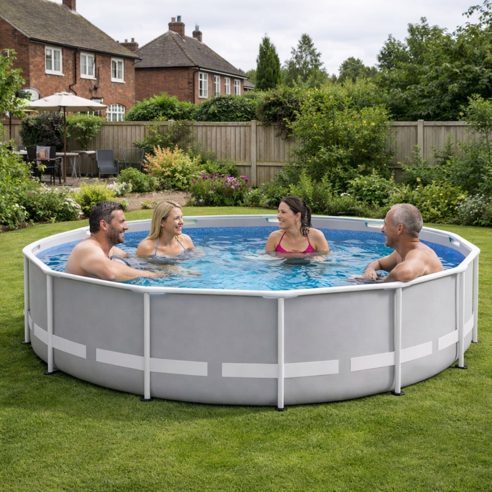 image 1 of Intex Prism Frame Pool With Filter Pump - Grey