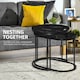 image 4 of HOMCOM Modern Coffee Table Set of 2, Nest of Tables with Steel Frame and Faux Marble Tabletop, Side Tables for Living Room Bedroom, Black