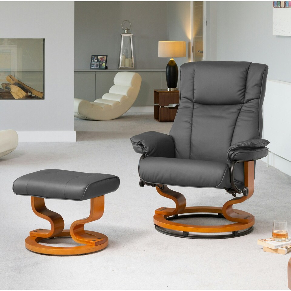 image 1 of Calhoun Swivel Recliner with Massage and Heat Grey