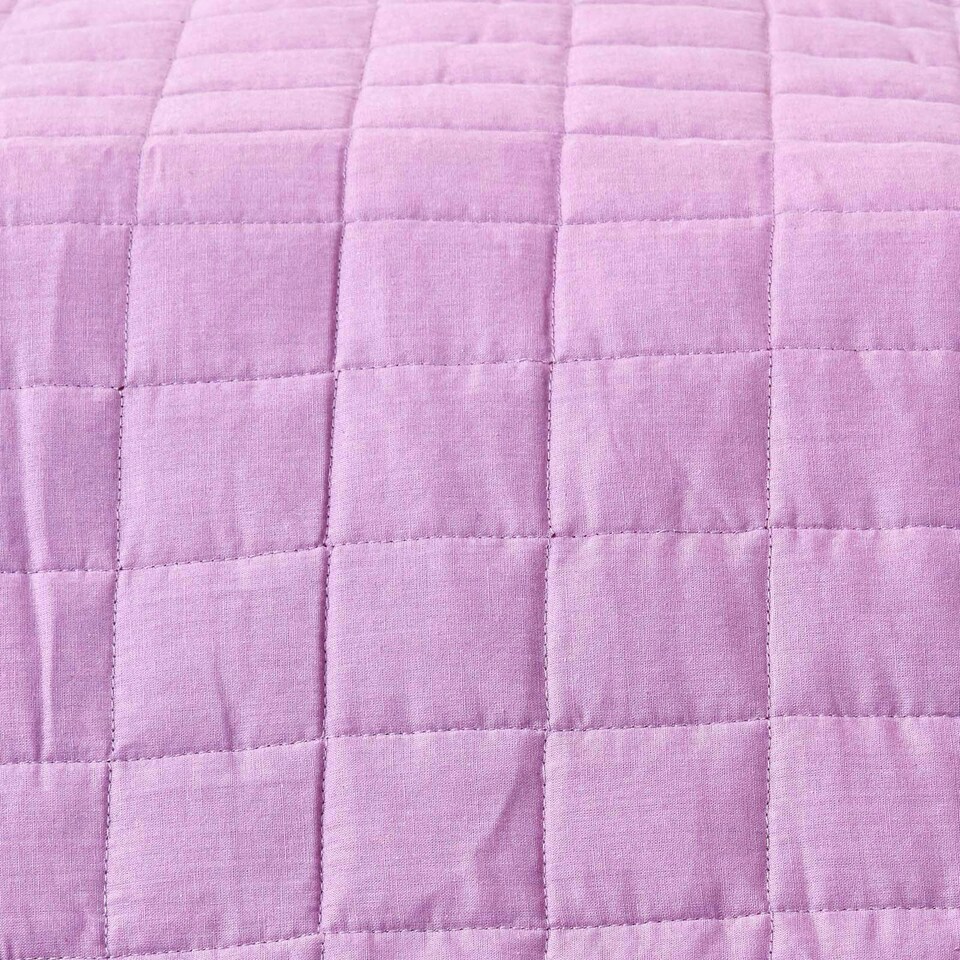 image 1 of Homescapes Cotton Quilted Reversible Bedspread Lavender Purple -150 x 200 cm Purple
