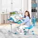 image 4 of COSTWAY Kids Desk and Chair Set Height Adjustable Kids Study Table and Chair Set-Blue