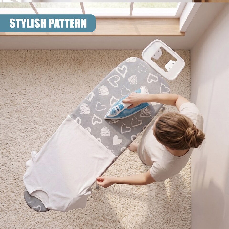 image 1 of GEEZY Ironing Board Cover with Grey Heart Design 122 x 38cm