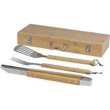Seasons Assadus BBQ Tool Set - Silver/Light Brown - One Size