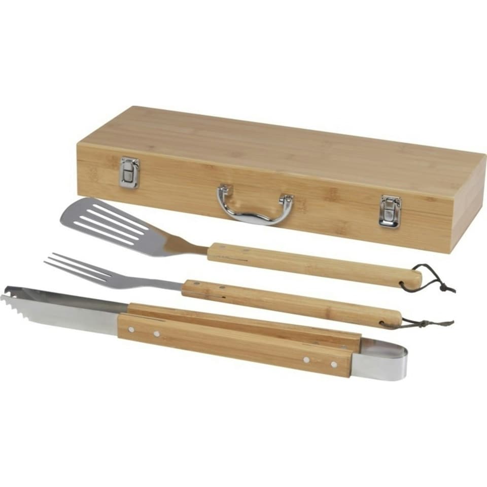 image 1 of Seasons Assadus BBQ Tool Set - Silver/Light Brown - One Size