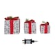 image 1 of Set of 3 Light up White Christmas Parcels with Red Bows & White LEDs