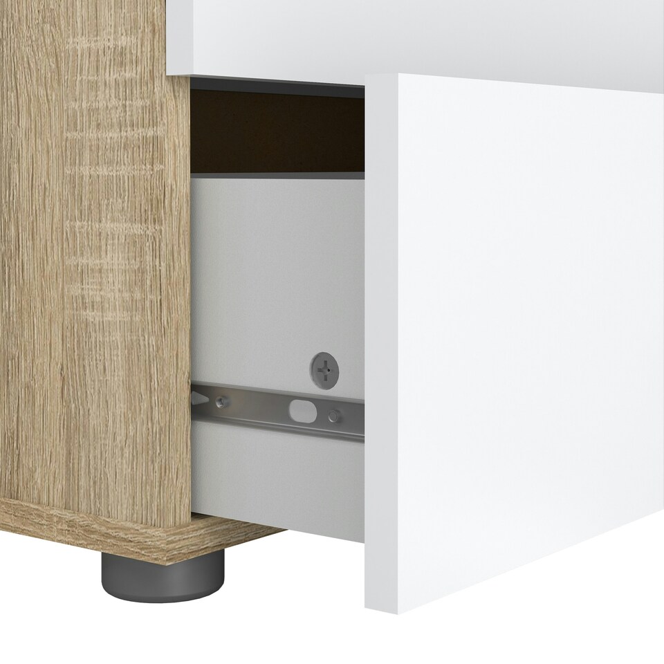 image 1 of Pepe Chest of 5 Drawers in Oak with White High Gloss