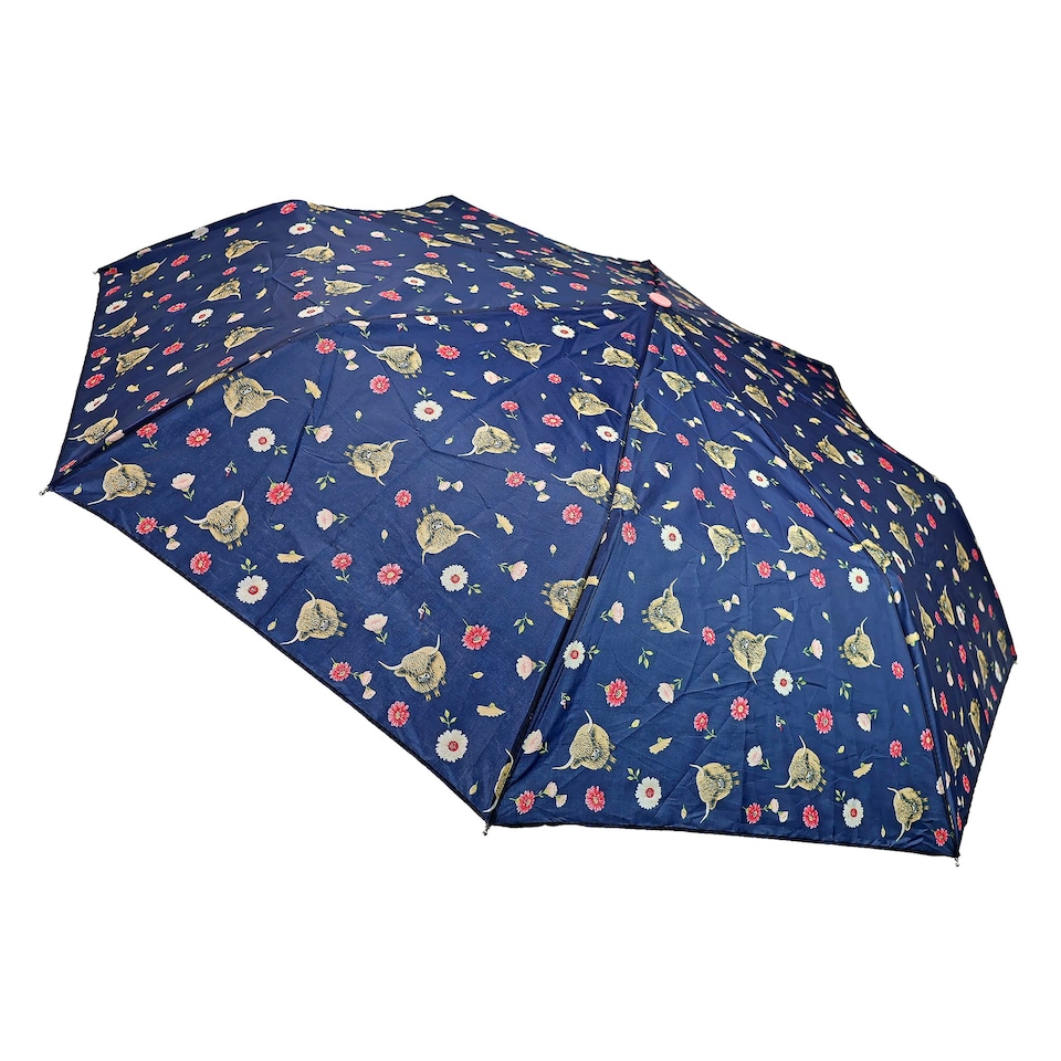 image 1 of Compact Supermini Umbrella Highland Cow Cats & Dogs Travel Rain Umbrella