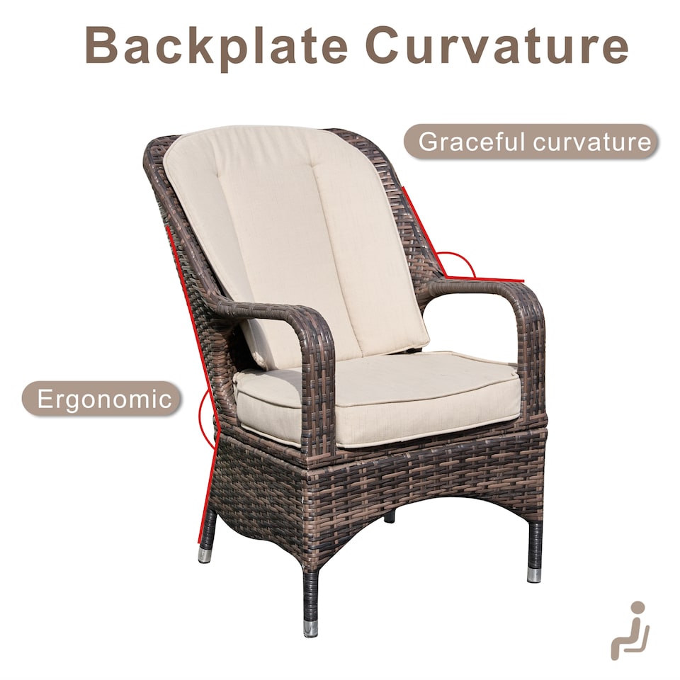image 1 of Direct Wicker 2-Piece Outdoor PE Rattan Dining Chairs, Brown | Brown