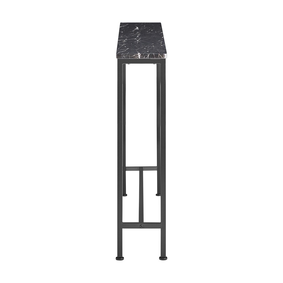 image 1 of SoBuy Slim Console Table, Black Marble Effect Top, Metal Frame, 47.2x7.9x31.5 in, 6.15 kg - FSB19-XL-SCH
