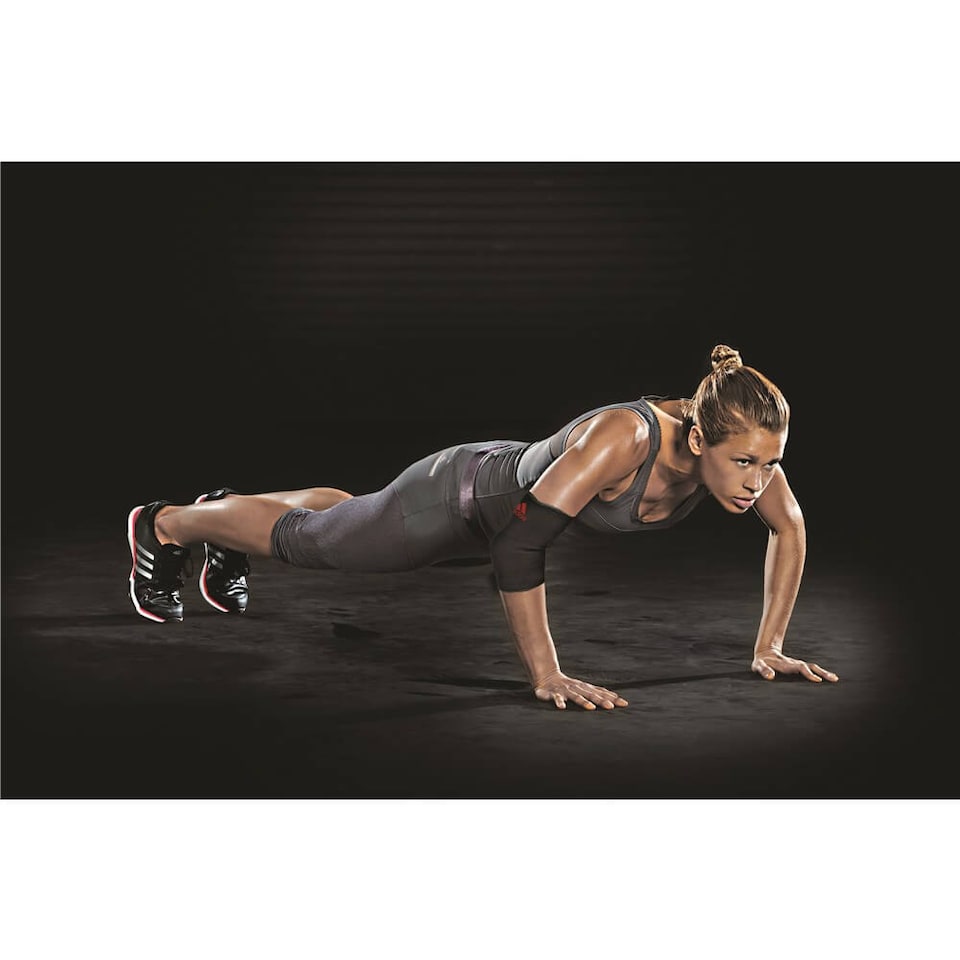 image 1 of Adidas Elbow Support, Size S, Black (Elasticated Nylon Blend) | Black | Black | S