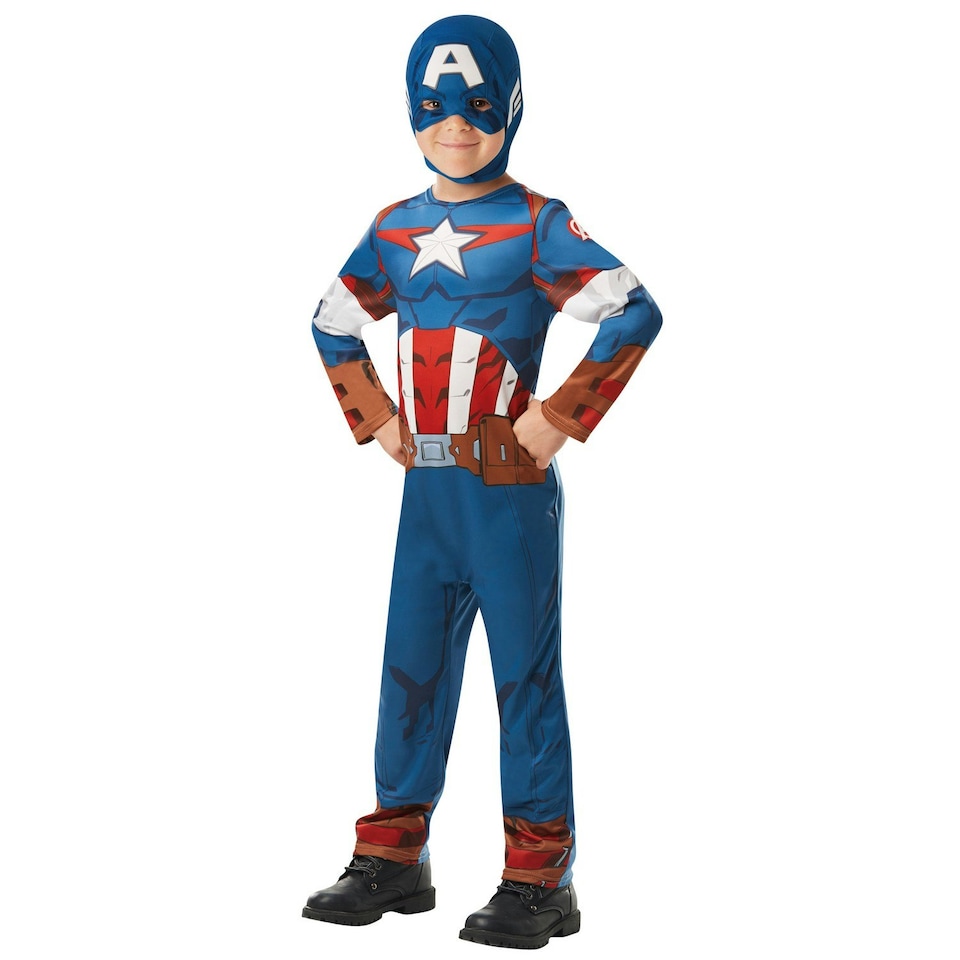 image 1 of Captain America Childrens/Kids Costume - Blue/Red/White - 3-4 Years Blue | 3