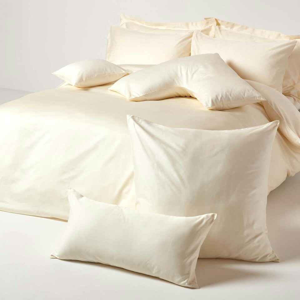 image 1 of Homescapes Cream European Size Pillowcase Organic Cotton 400 TC - 40 x 40 cm | Cream
