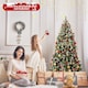 image 5 of COSTWAY 6.5FT Pre-lit Christmas Tree Artificial Hinged Xmas Tree with 909 Branch Tips