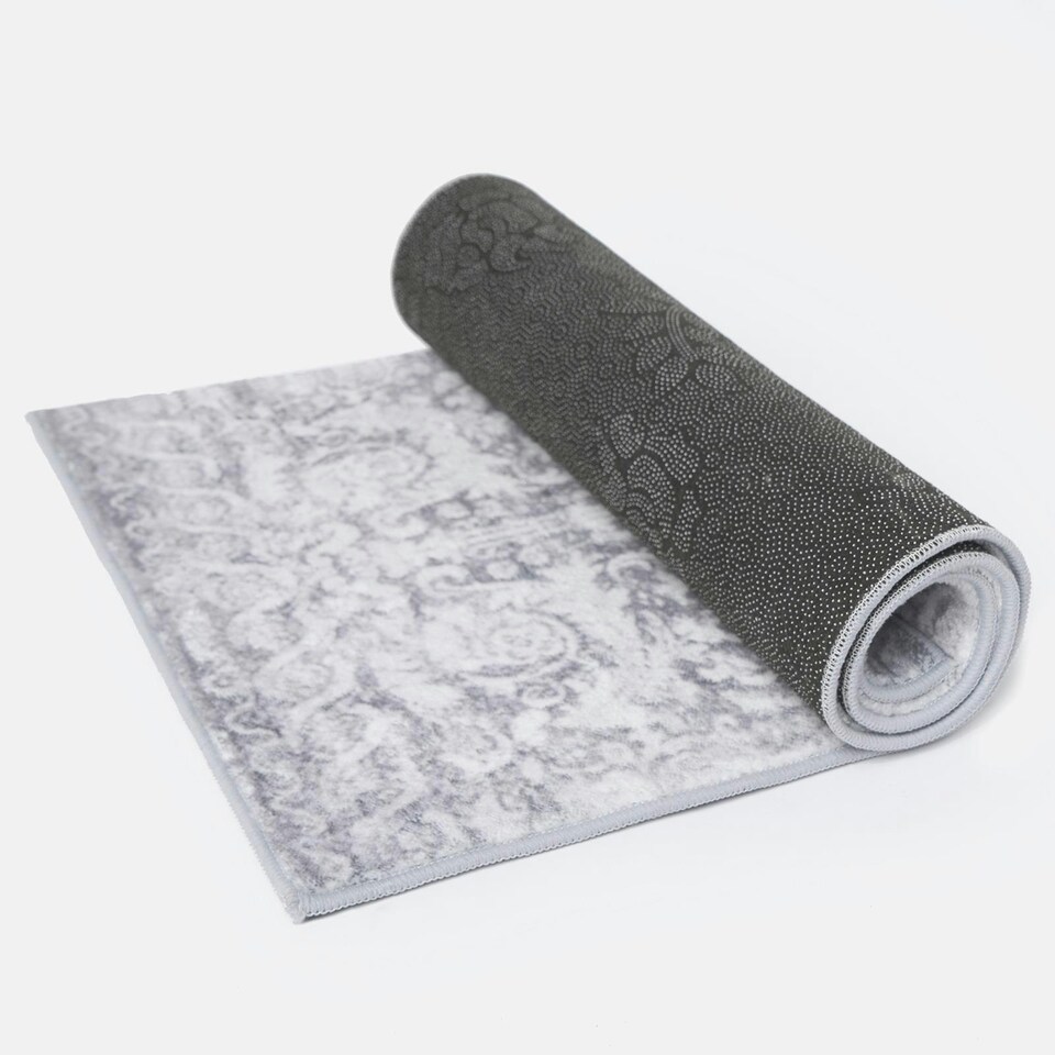 image 1 of OHS Flat Vintage Washed Carpet Floor Rug Runner, 50x120cm - Grey