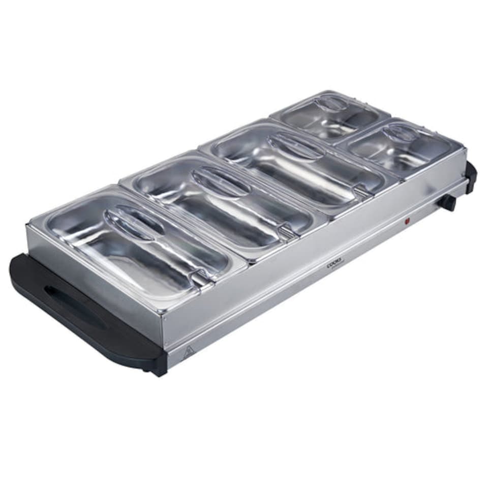 image 1 of Cooks Professional 5-Section Buffet Warmer 9.6L with Hotplate Function | Silver | 5-Section