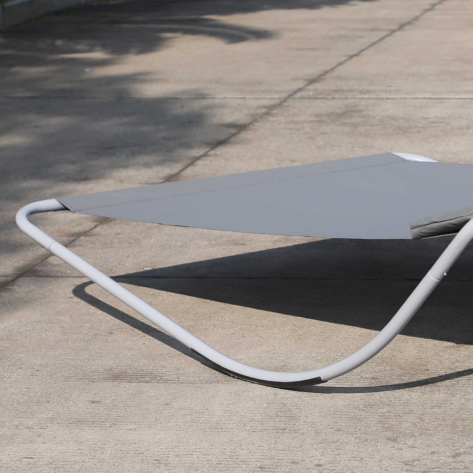 image 1 of Outsunny Rocking Sun Lounger, Double Garden Lounger Sunbed with Headrest Pillows, Texteline Outdoor Rocking Chair Swing Hammock Daybed with Metal Frame for Patio, Terrace, 212 x 175 x 60 cm, Grey