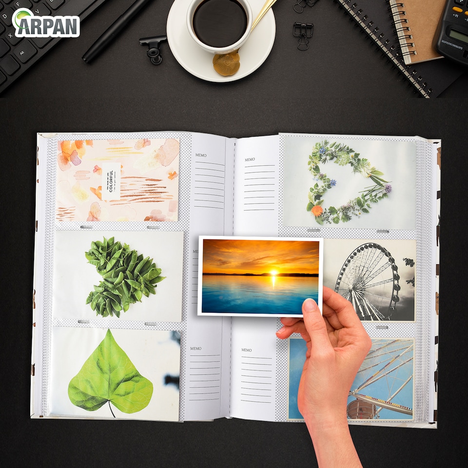 image 1 of ARPAN Slip In Case Memo Photo Album for 300 Photos 4x6" (10x15cm) – Hardcover Picture Album with Memo Writing Space for Family, Wedding & Travel Memories