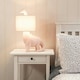 image 1 of ValueLights Kids Pink Dinosaur Bedside Table Lamp with Drum Fabric Shade - Including Bulb