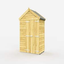 6 x 4 Feet Apex Shed - Double Door Without Windows - Wood - L127 x W175 x H217 cm Brown