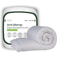 MHG Living 16.5 Tog Winter Striped Duvet|Anti-Allergy Hypoallergenic Hollowfibre Quilt-King