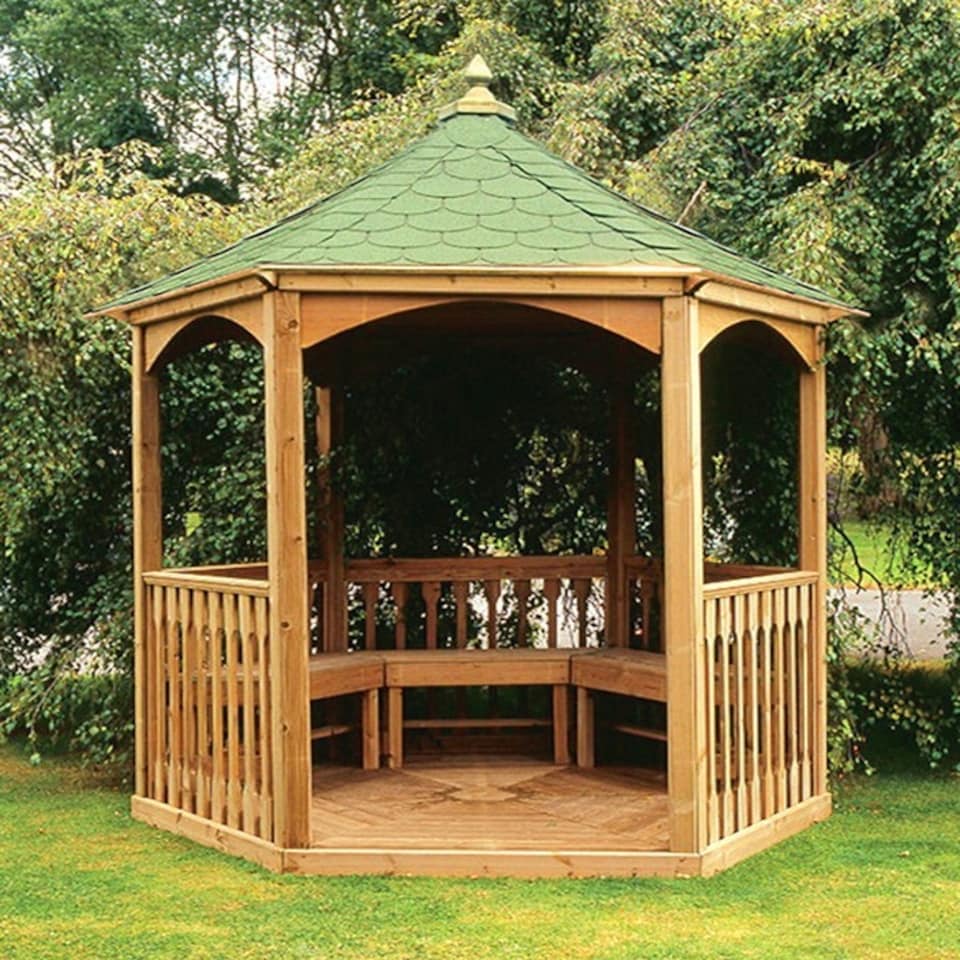 image 1 of Brompton Large Tiled Gazebo - Pressure Treated Timber - L280 x W280 x H310 cm