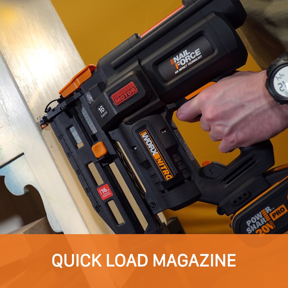 image 1 of WORX 20V Cordless 16 Gauge Finish Nailer (BARE TOOL) WX841.9