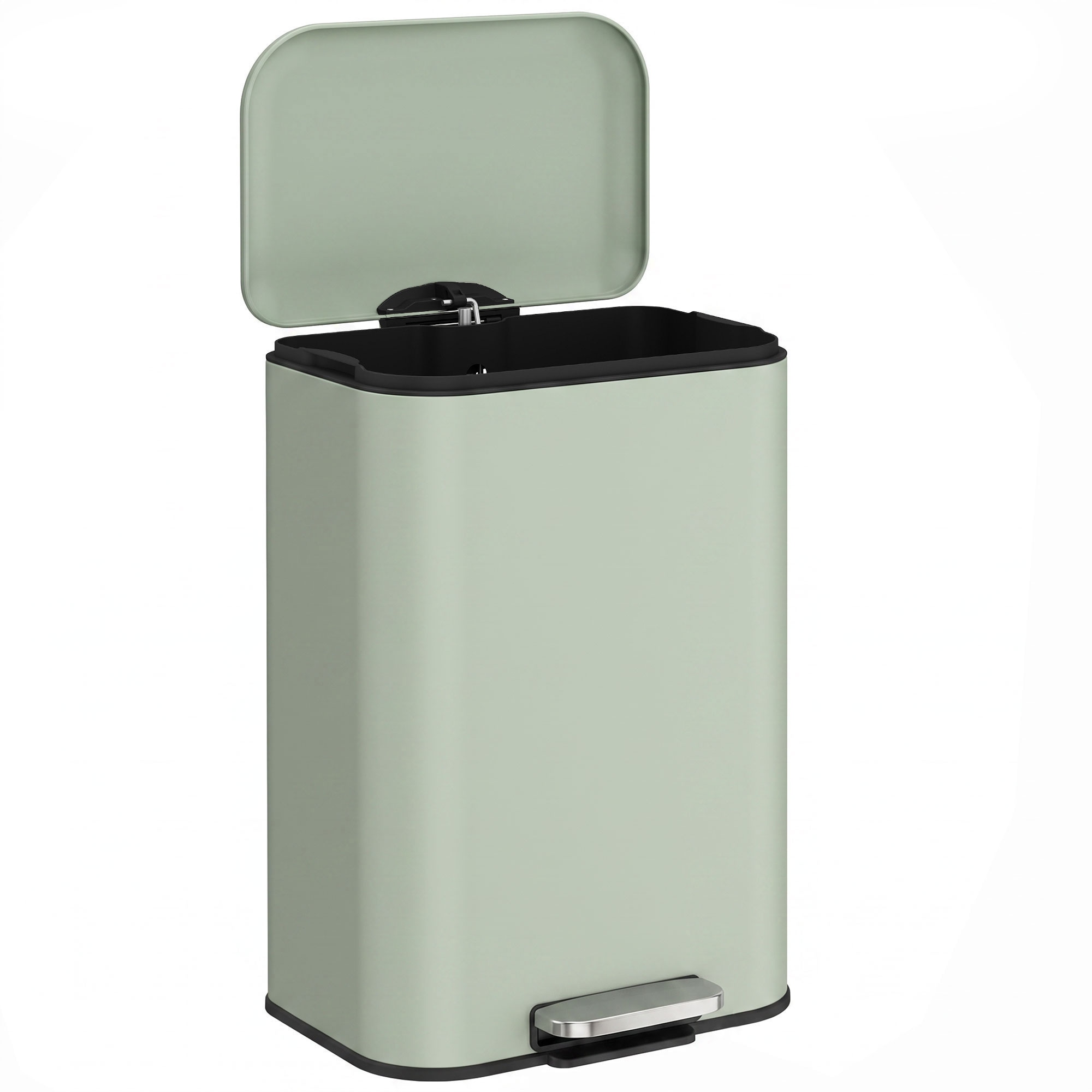 Homcom 50L Kitchen Bin, Pedal Bin With Removable Bucket, Light Green
