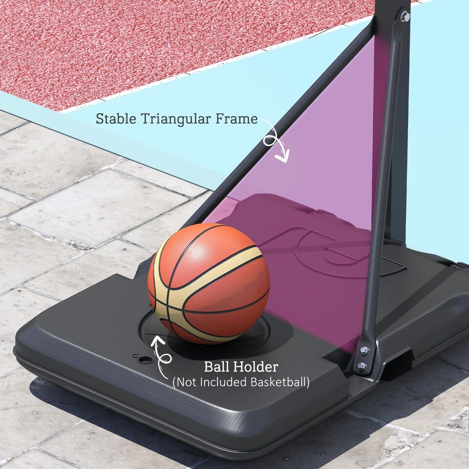 image 1 of SPORTNOW 146-236cm Adjustable Basketball Hoop Outdoor, Portable on Wheels