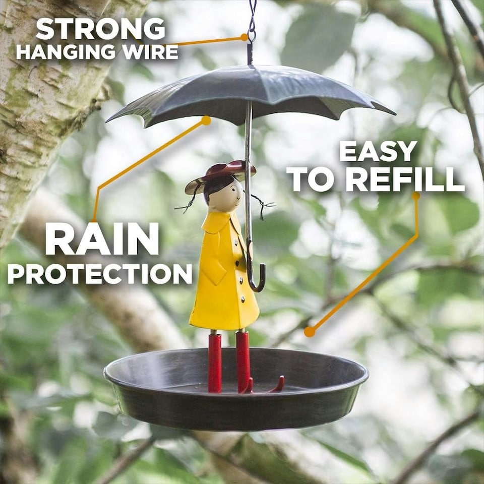 image 1 of Marco Paul Metal Umbrella Bird Feeder and Bath