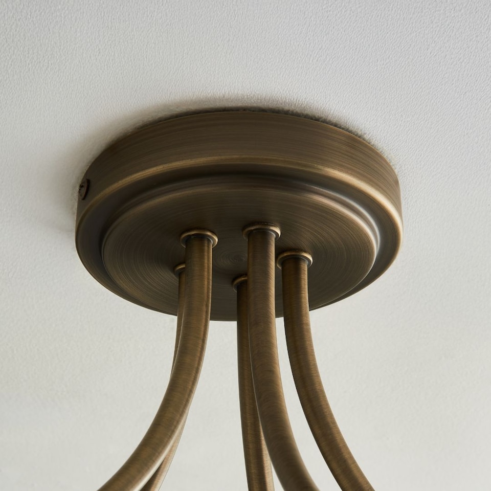 image 1 of Hamilton 5 Light Antique Brass Semi Flush Ceiling Light