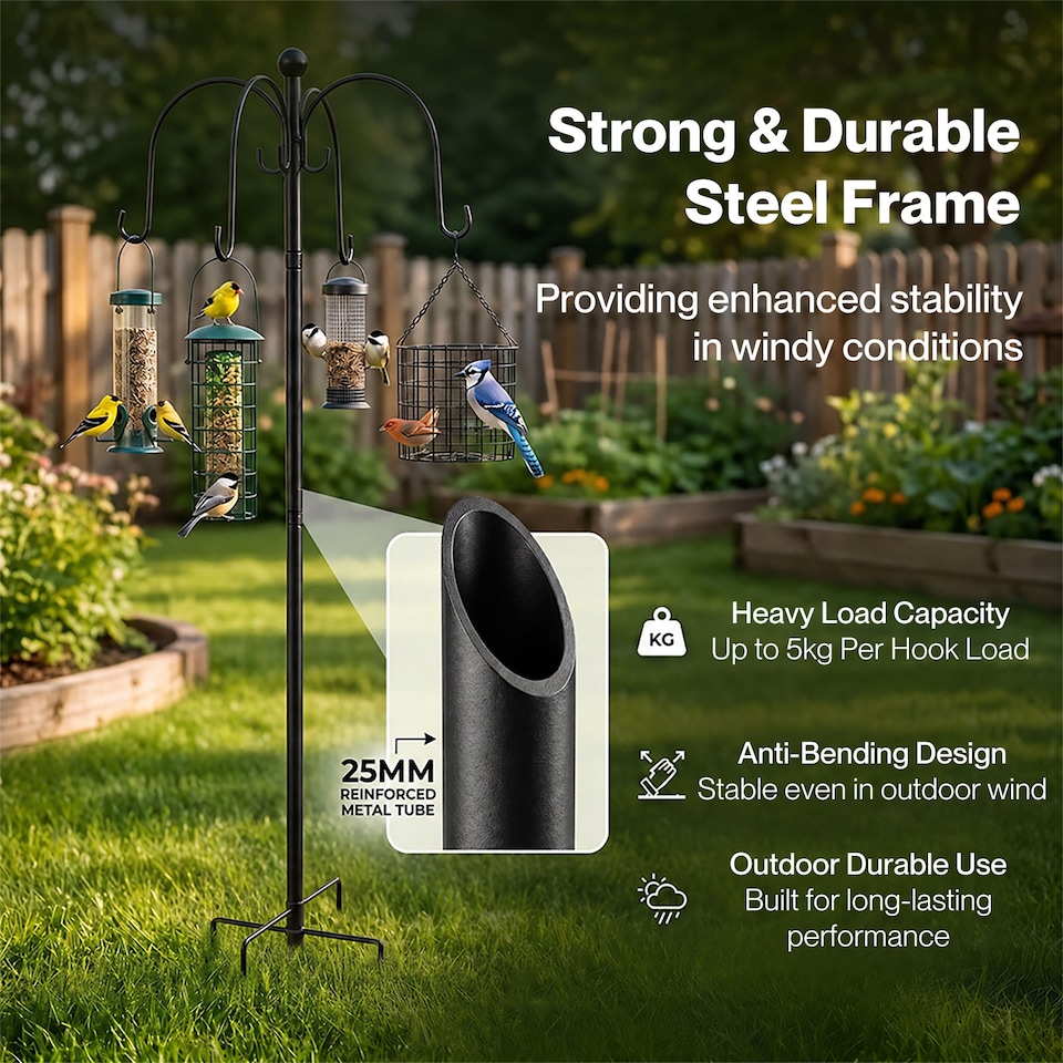 image 1 of TOQUE Complete Bird Feeding Station 4 Feeders Outdoor Garden Wild Birds Feeder