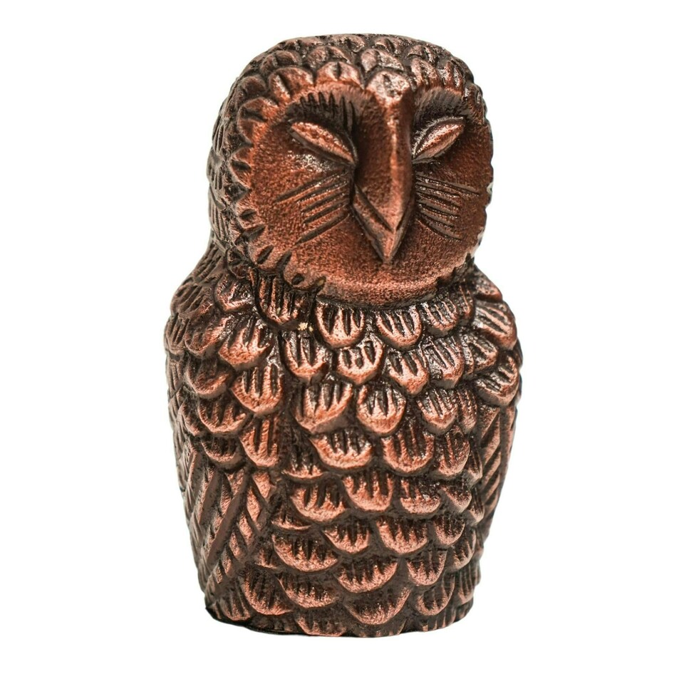 image 1 of Cast Aluminium Owl Candle Holder - Aluminium - L8.5 x W7.5 x H14.5 cm - Antique Copper | Brown | 1