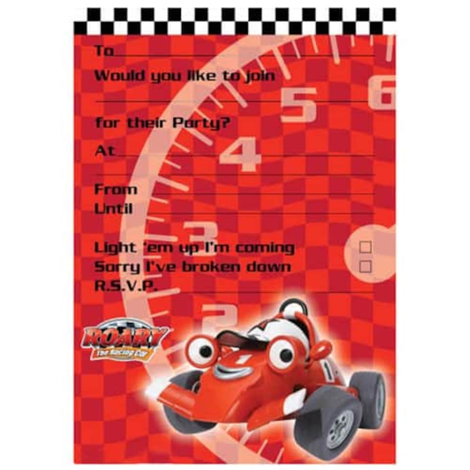 Roary The Racing Car Invitations with Envelopes- Pack of 20