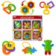image 1 of The Magic Toy Shop Baby Rattles and Teethers 6 Piece Newborn Sensory Toys