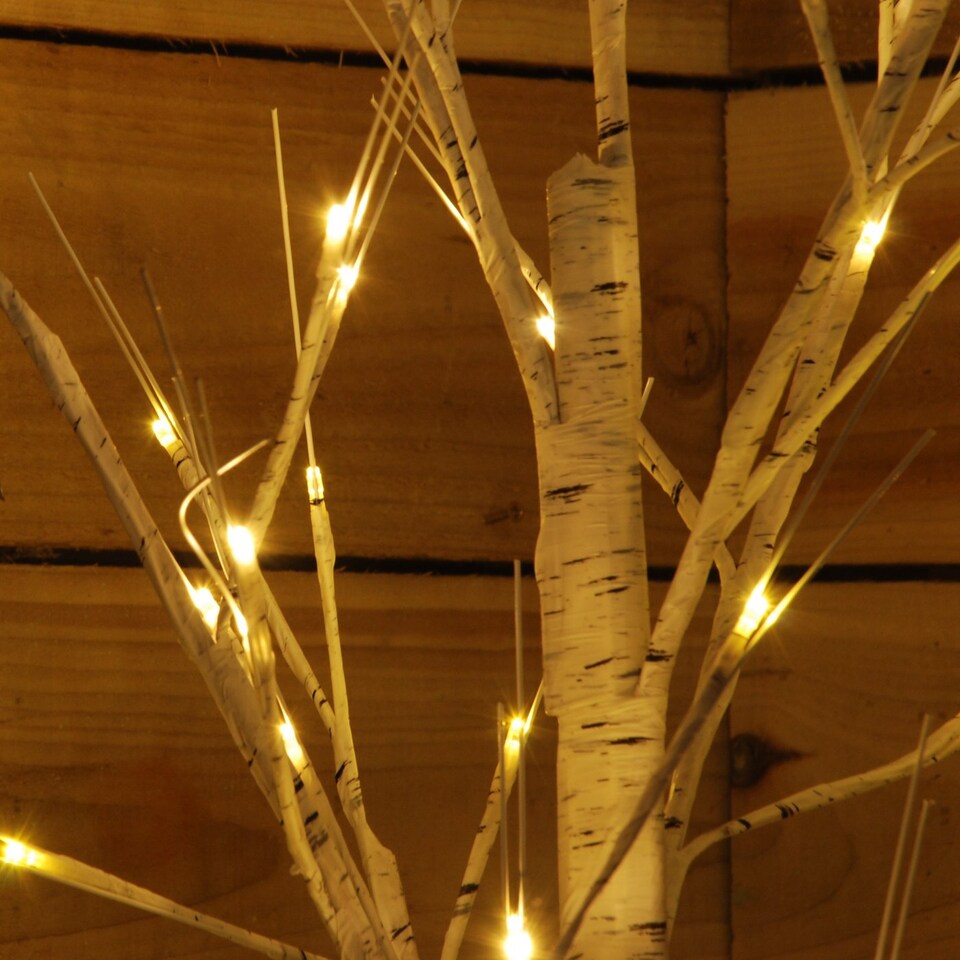 image 1 of 2.4m (8ft) Indoor Outdoor Christmas Lit Birch Tree with 136 Warm White LEDs