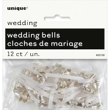Unique Party Wedding Bells Plastic Charm - Silver/White - One Size