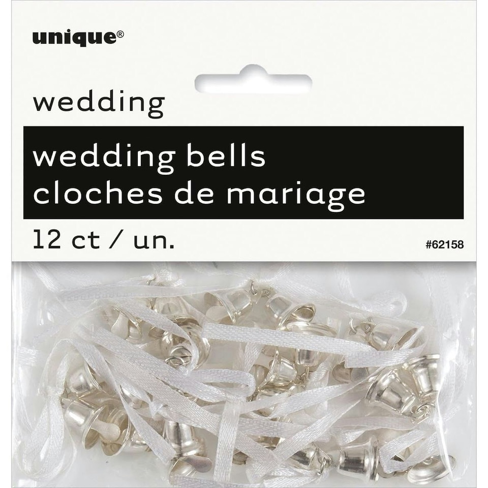 Unique Party Wedding Bells Plastic Charm - Silver/White - One Size