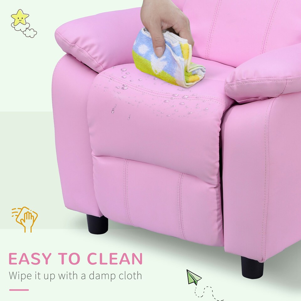 image 1 of HOMOM Kids Recliner Armchair PU Leather Game Chair Children Sofa Seat Pink