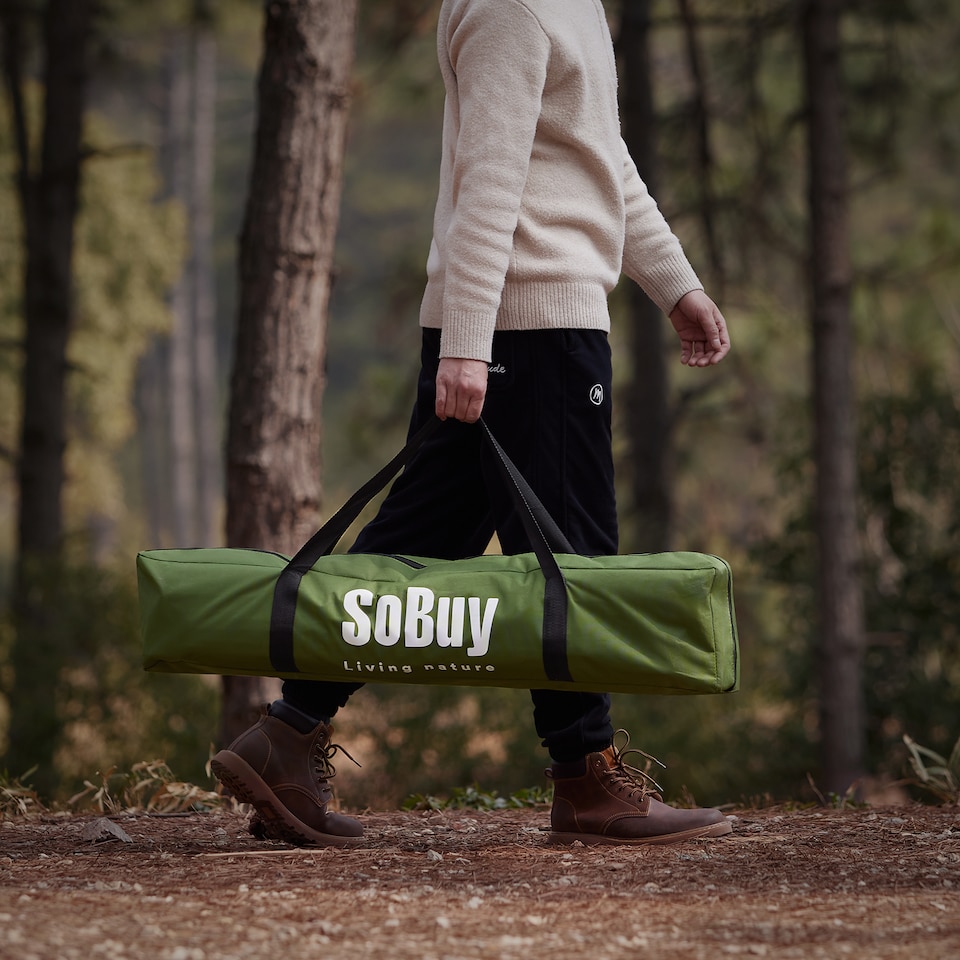 image 1 of SoBuy 1-Person Outdoor Camping Tent with Integrated Bed Frame, Dark Green, 75.9 x 33.8 x 62.9 in, 11.9 kg - OGS32-GR